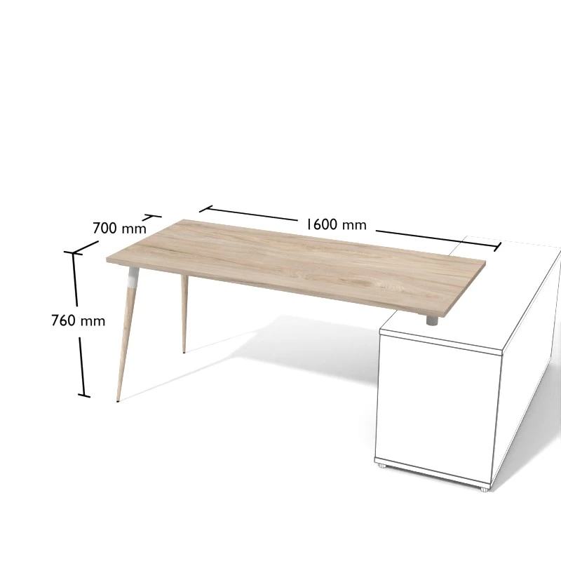 nowoczesne biurko na nogach ustawionych pod kątem, wymiary biurka 160x70 cm