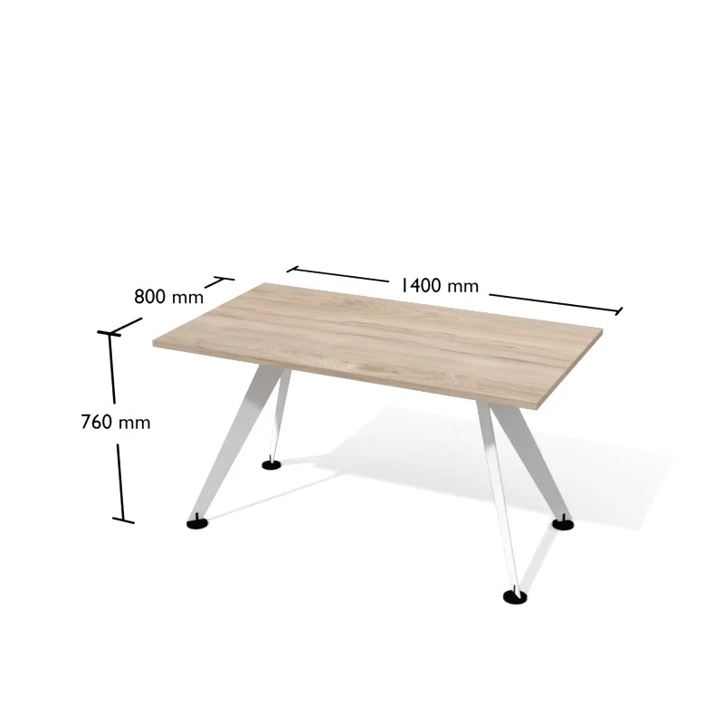 Biurko proste na konstrukcji metalowej, nogi skośne. Wymiar biurka 140x80 cm. Pesponet - meble biurowe Kielce