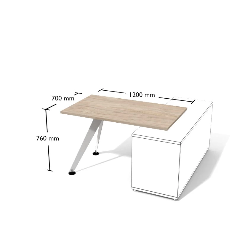 Biurko proste na konstrukcji metalowej, nogi skośne. Wymiar biurka 120x70 cm. Pesponet - meble Kielce