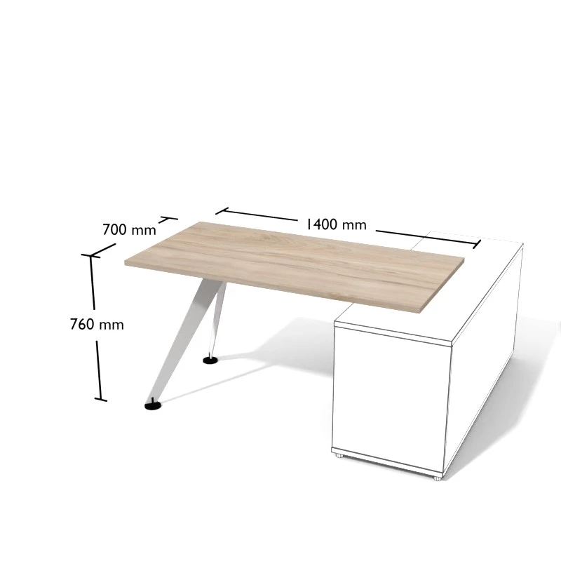 Biurko proste na konstrukcji metalowej, nogi skośne. Wymiar biurka 140x70 cm. Pesponet - meble do biura