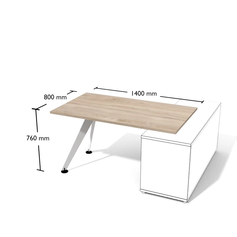 Biurko proste na konstrukcji metalowej, nogi skośne. Wymiar biurka 140x80 cm. Pesponet - meble Kielce