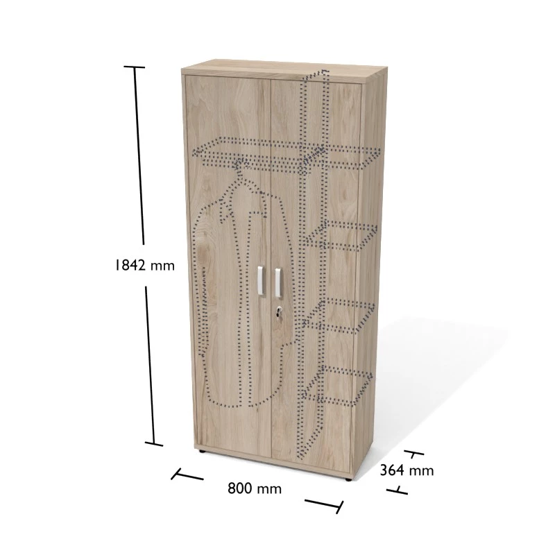 Rysunek szafy aktowo-ubraniowej wraz z wymiarami