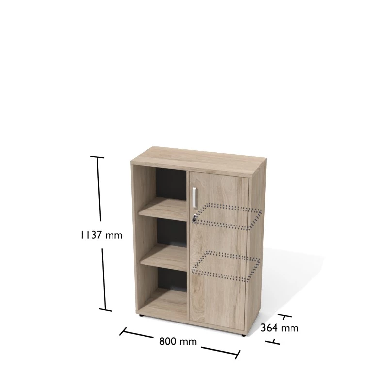 Rysunek szafki aktowej wraz z wymiarami