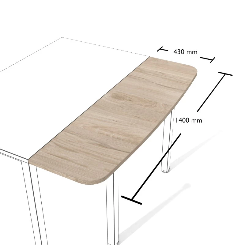 Rysunek łącznika biurek wraz z wymiarami