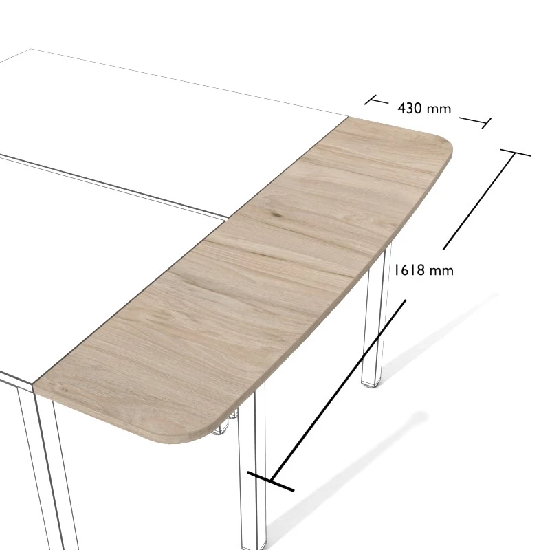 Rysunek łącznika biurek wraz z wymiarami