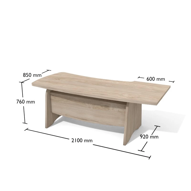 Rysunek biurka gabinetowego wraz z wymiarami