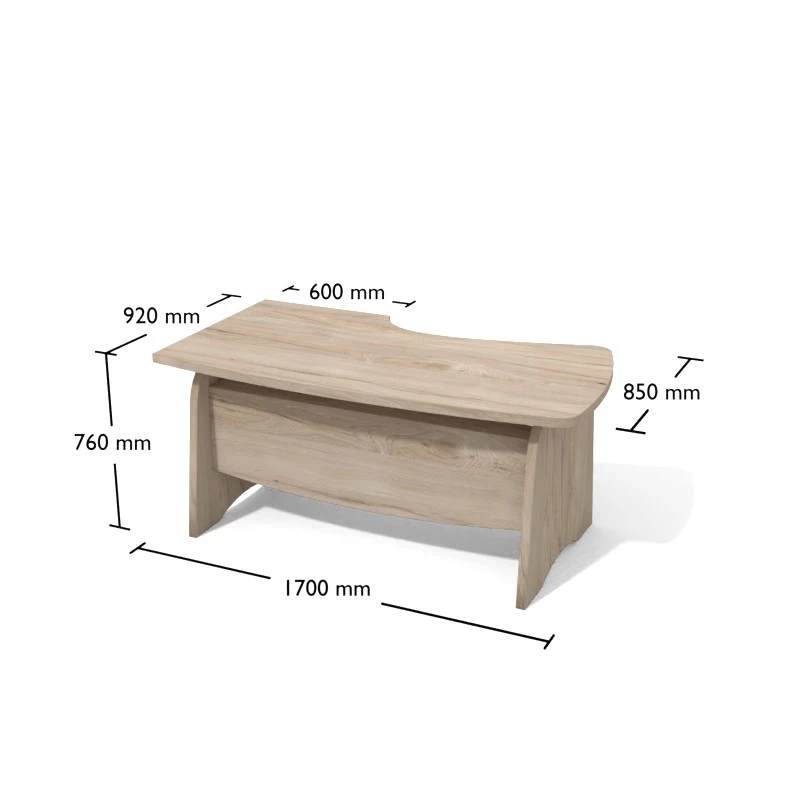 Rysunek biurka gabinetowego wraz z wymiarami