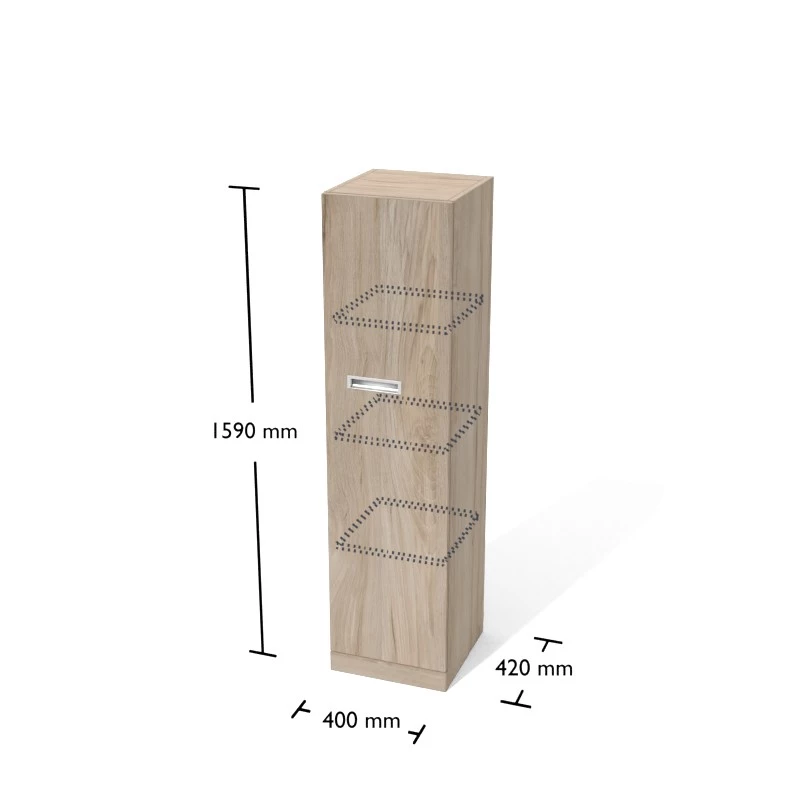 Rysunek regału gabinetowego z wymiarami