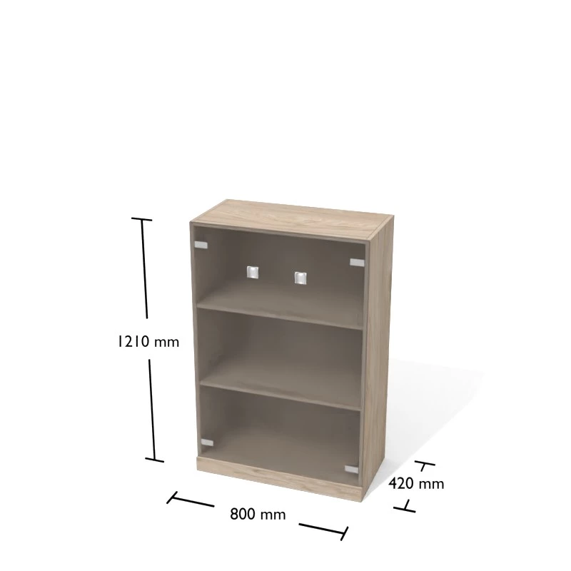 Rysunek szafki przeszklonej z wymiarami